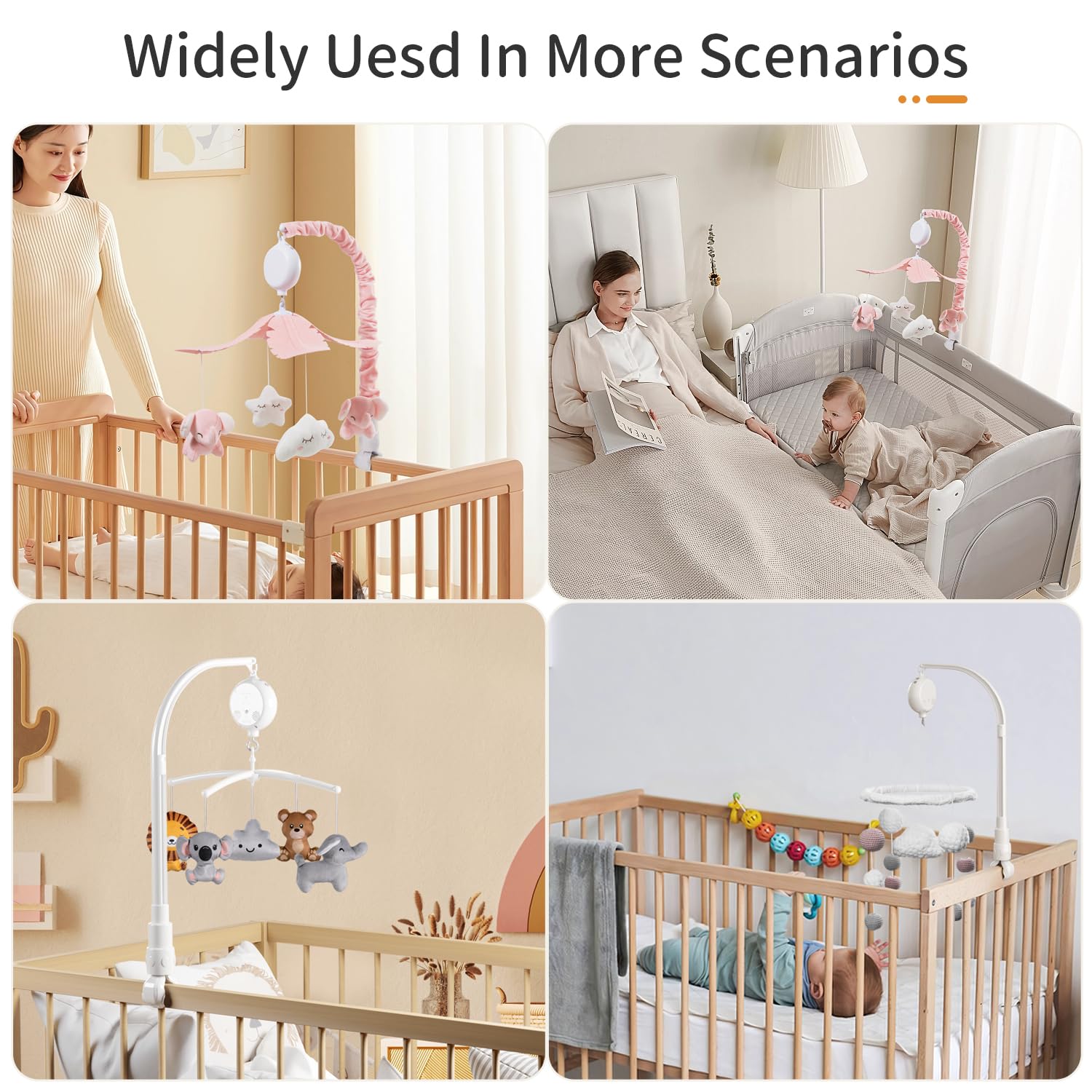 FEISIKE Baby Crib Mobile Motor with 35 Soothing Lullabies - 3 Modes (Spin Only/Music Only/Spin & Music), Volume Control 0-100, Auto-Off Timer, Battery Powered - Perfect Nursery Sound Machine for Newborn Sleep Aid & Infant Calming