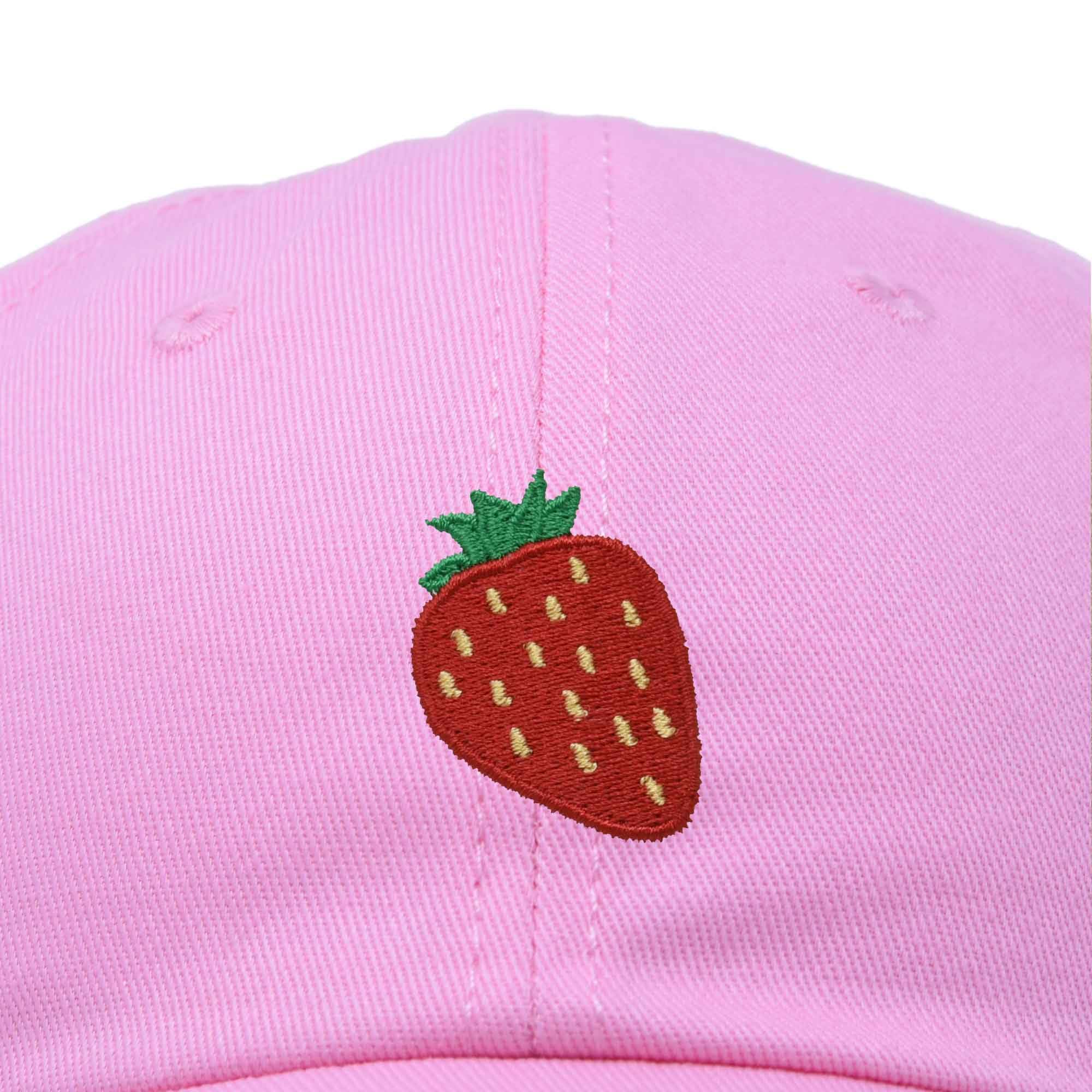DALIX Strawberry Embroidered Cotton Baseball Cap - Adjustable Dad Hat for Women, Summer Fruit Design, Casual Outdoor Sun Protection (Perfect for Gardening, Beach Trips & Streetwear Fashion)