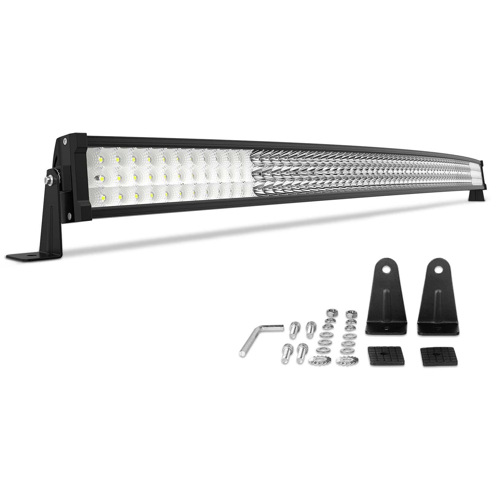DWVO 50 Inch Triple Row Curved LED Light Bar - Spot & Flood Combo Beam for Offroad, ATV, Truck, SUV & Marine Boating - Waterproof Fog Lights for Night Driving, Camping & Outdoor Adventures