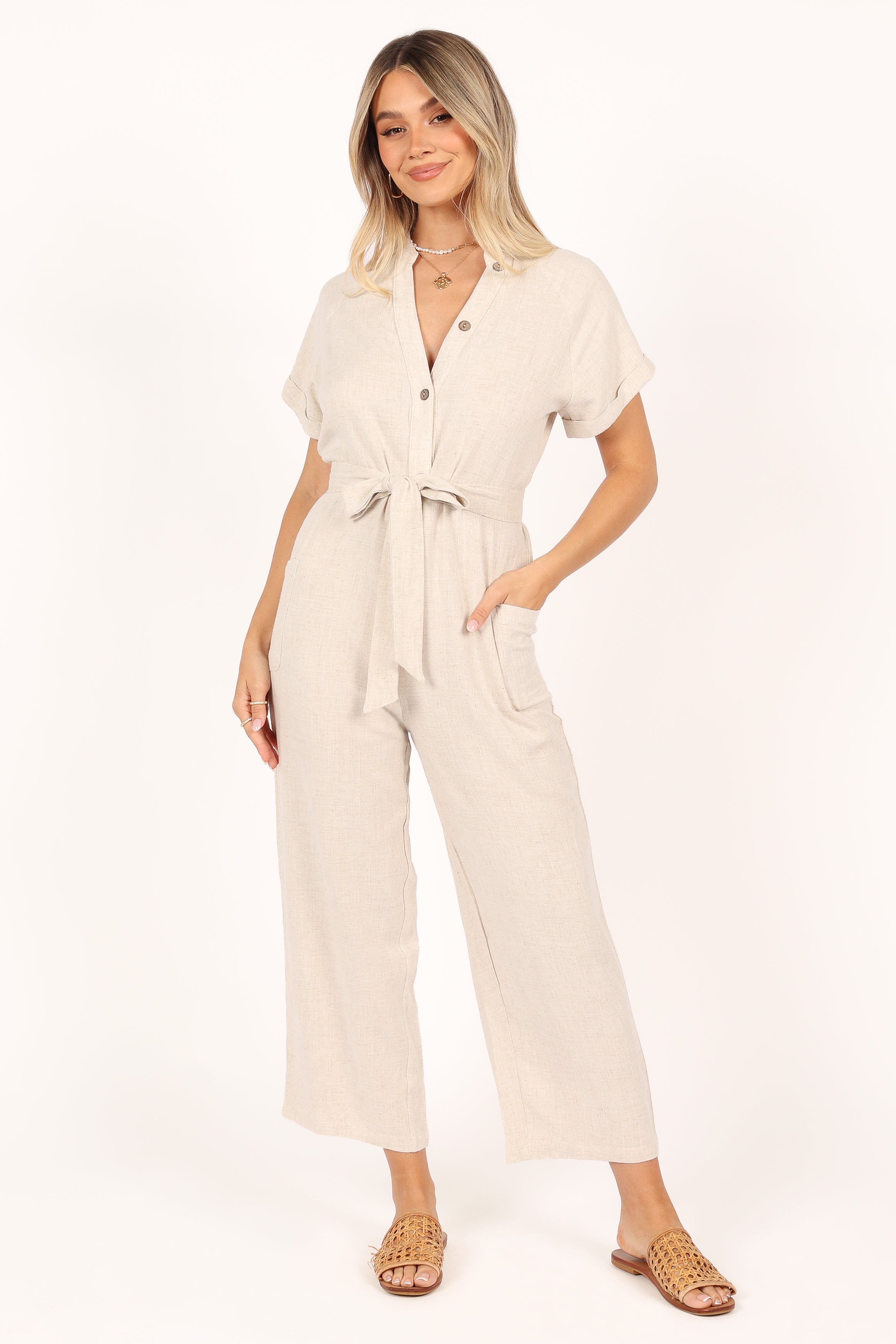 Archie Jumpsuit for Women - Stylish Oat Color One Piece Romper | Perfect for Casual Outings, Beach Vacations & Summer Fashion