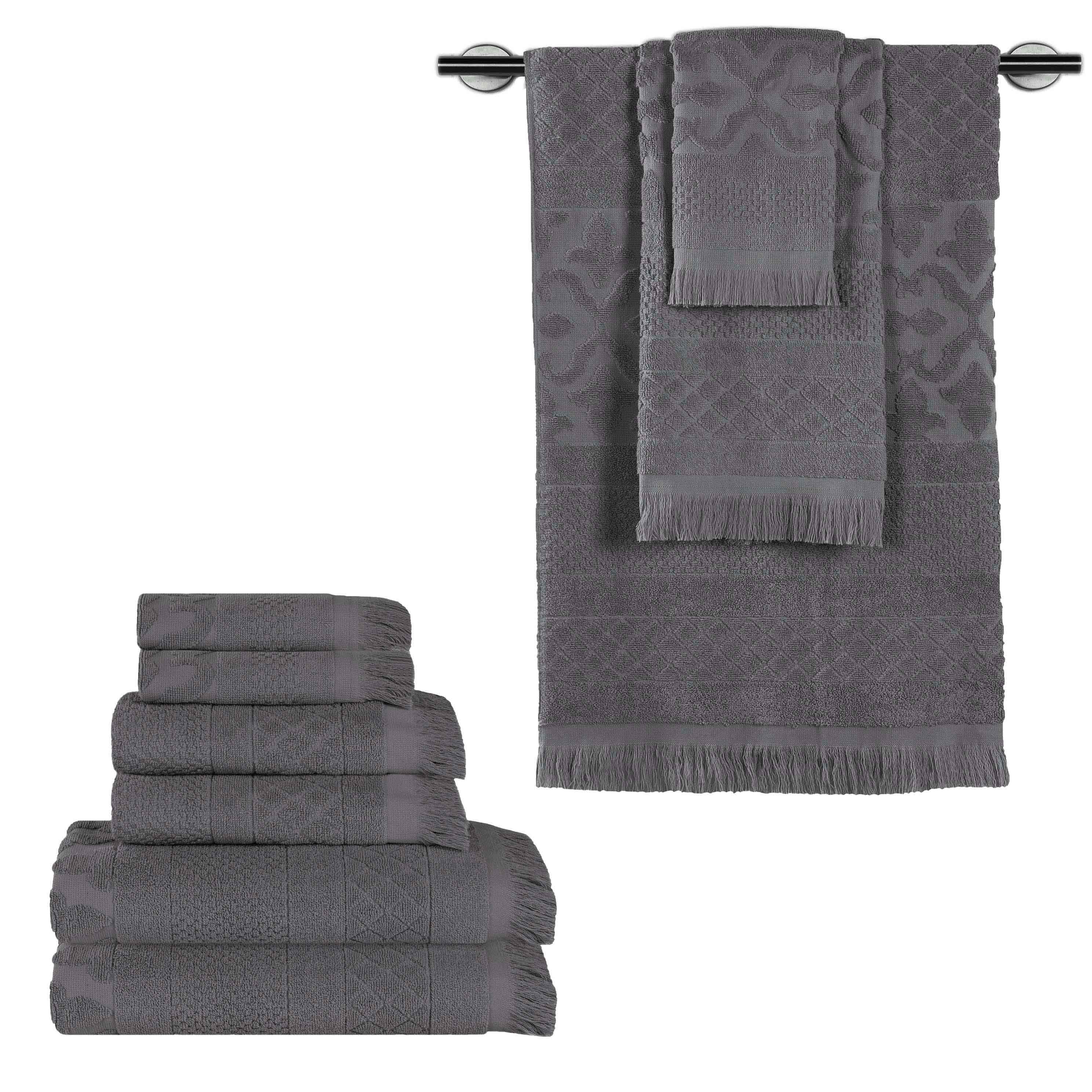 Premium 9-Piece Cotton Geometric Jacquard Towel Set - Ultra Soft, Absorbent & Plush - Perfect for Bathroom, Spa & Luxury Home Decor