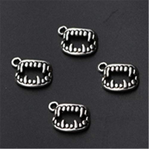 15Pcs Silver Vampire Teeth Charms - Handmade Alloy Pendants for DIY Jewelry Making (Bracelet & Necklace) - Perfect for Halloween Costumes, Gothic Fashion, and Vampire Diary Themed Accessories