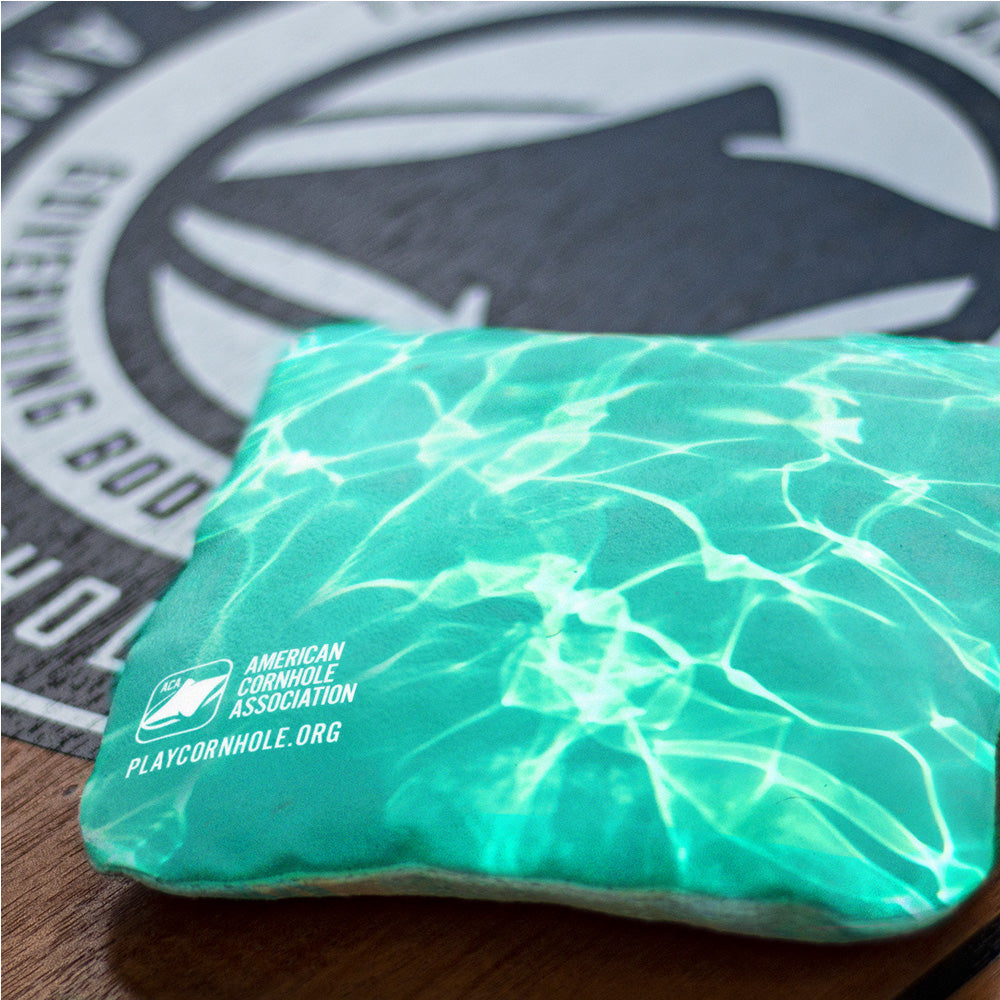 Premium Teal Waves Synergy Pro Cornhole Bags - Regulation Weight & Size for Backyard Games, Tailgating & Outdoor Parties - Set of 8 Durable Bean Bags