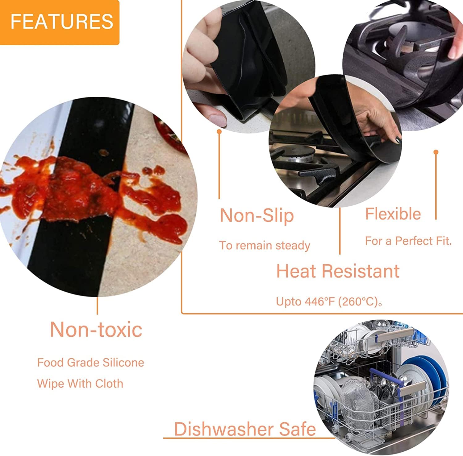 2 Pack 21 Inch Silicone Stove Gap Covers - Heat Resistant, Non-Slip Counter Gap Filler for Dustproof & Waterproof Protection (Black) - Perfect for Kitchen Safety and Cleanliness Between Stove and Countertop
