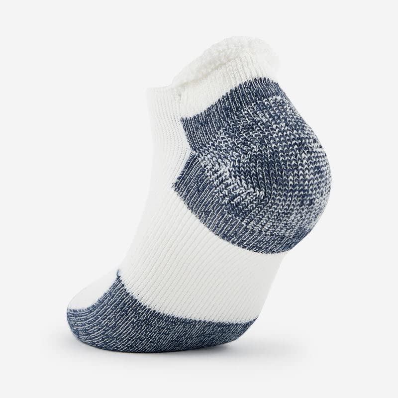Thorlos Unisex Adult Max Cushion J Rolltop Running Socks - 6 Pairs (White/Navy, Large) - Breathable & Cushioned for Marathon, Jogging & Athletic Performance