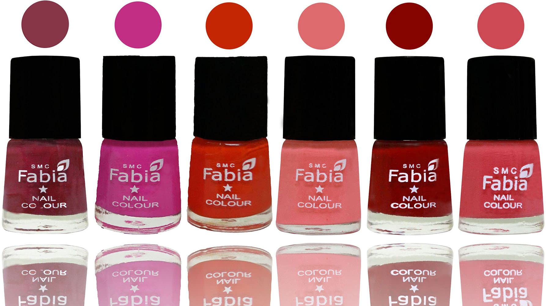 SMC Fabia Shine Bright Glossy Nail Polish Set - 6 Vibrant Colors (03140) | Long-Lasting & Chip-Resistant Nail Paint for Manicures, Pedicures & Salon-Quality Nails at Home