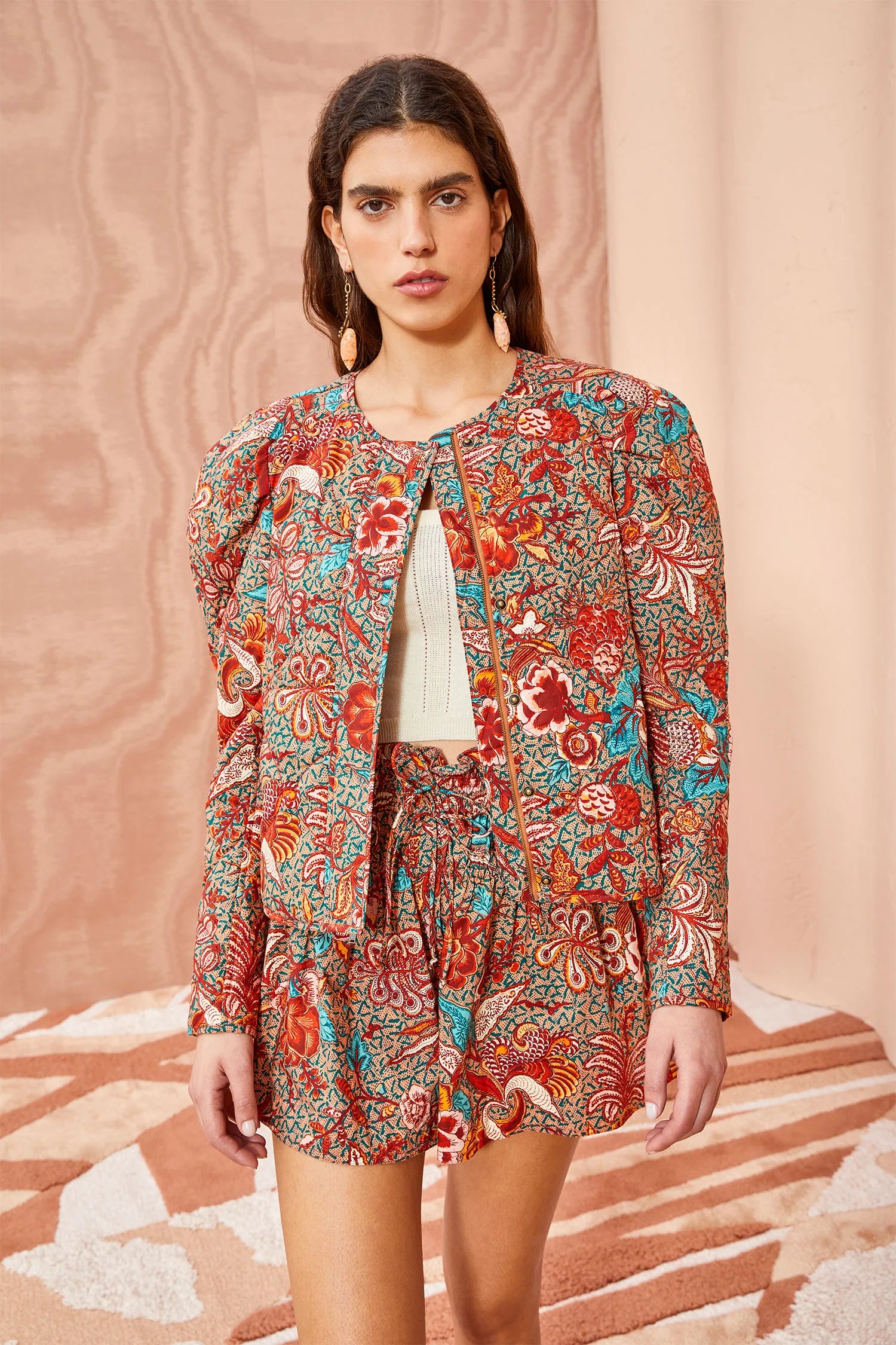 Esti Jacket - Women's Lightweight Primrose Floral Print Water-Resistant Windbreaker for Spring & Fall Outdoor Activities