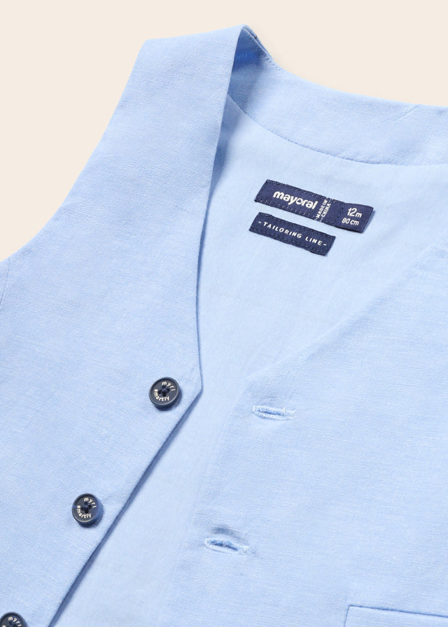 Mayoral Baby Boy's Light Blue Linen Vest - Stylish & Comfortable for Special Occasions, Parties & Family Photos