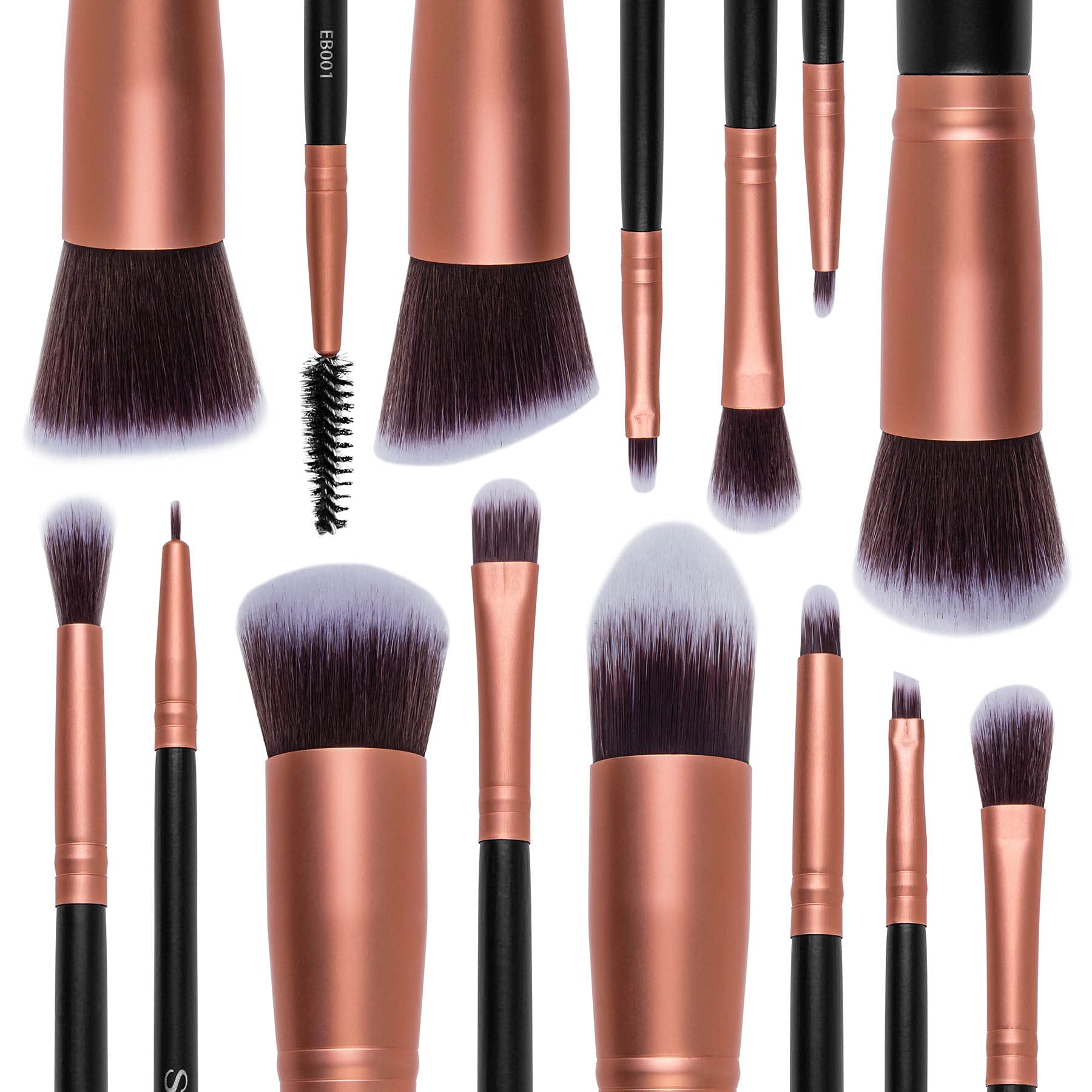 SHANY 14-Piece Rose Gold Makeup Brush Set - Kabuki, Foundation, Powder, Concealer & Eyeshadow Brushes - Perfect for Professional Makeup Artists & Beginners - Ideal for Travel, Home & Salon Use