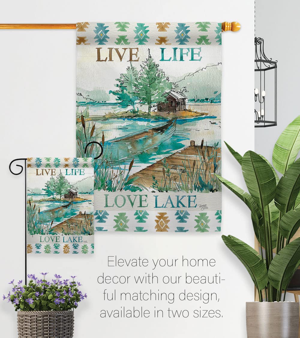 Breeze Decor Lake Nature Outdoor Flag Set w/Flagpole - Perfect for Garden & Home Decor
