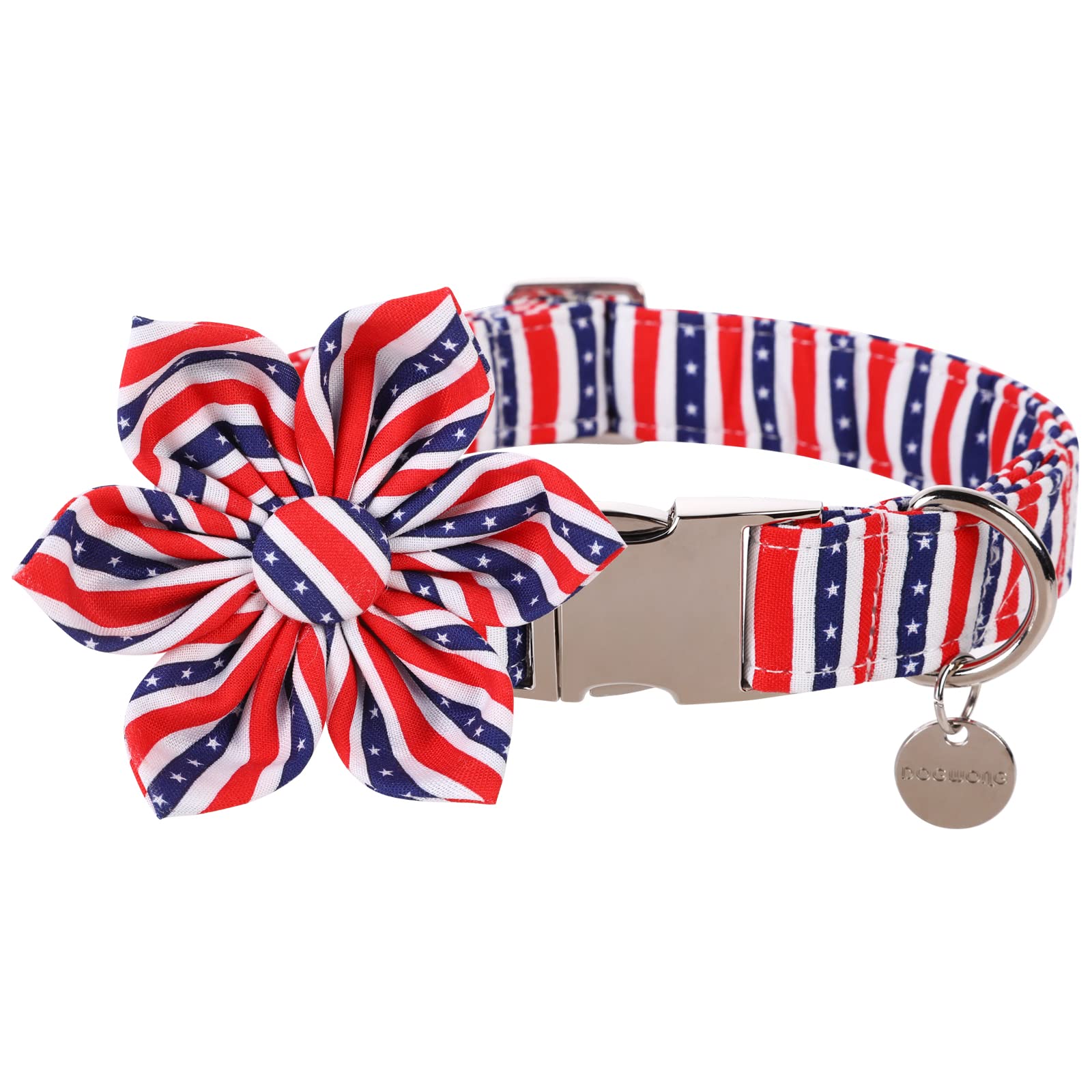 DOGWONG Flower Dog Collar - Soft Cotton Pet Collar for Small, Medium & Large Dogs | Adjustable, Durable & Comfortable | Perfect for Daily Walks, Training & Outdoor Adventures