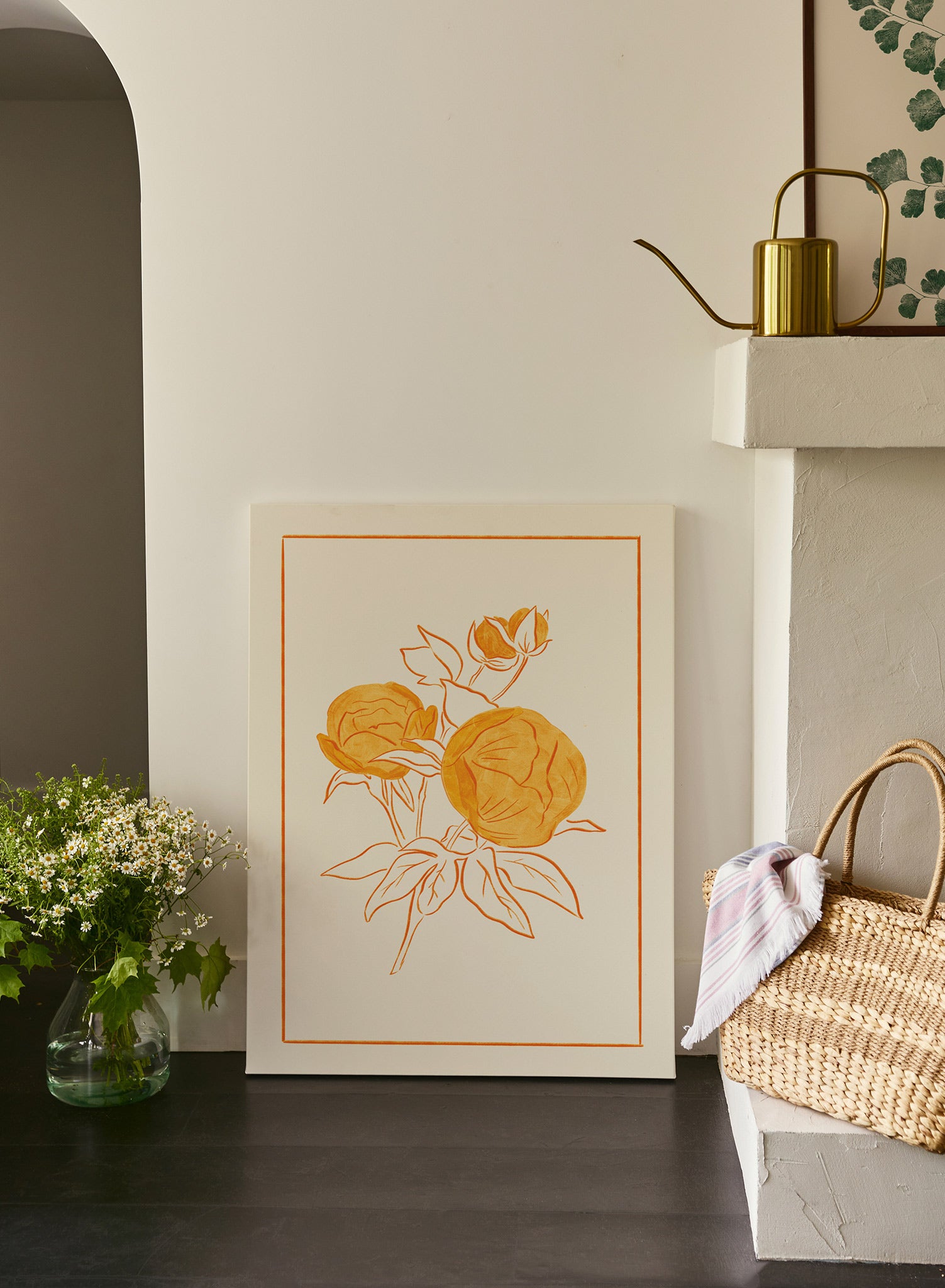 Beautiful Peony Canvas Wall Art - Hand Painted Floral Home Decor for Living Room, Bedroom & Office - Perfect Gift for Housewarming & Wedding