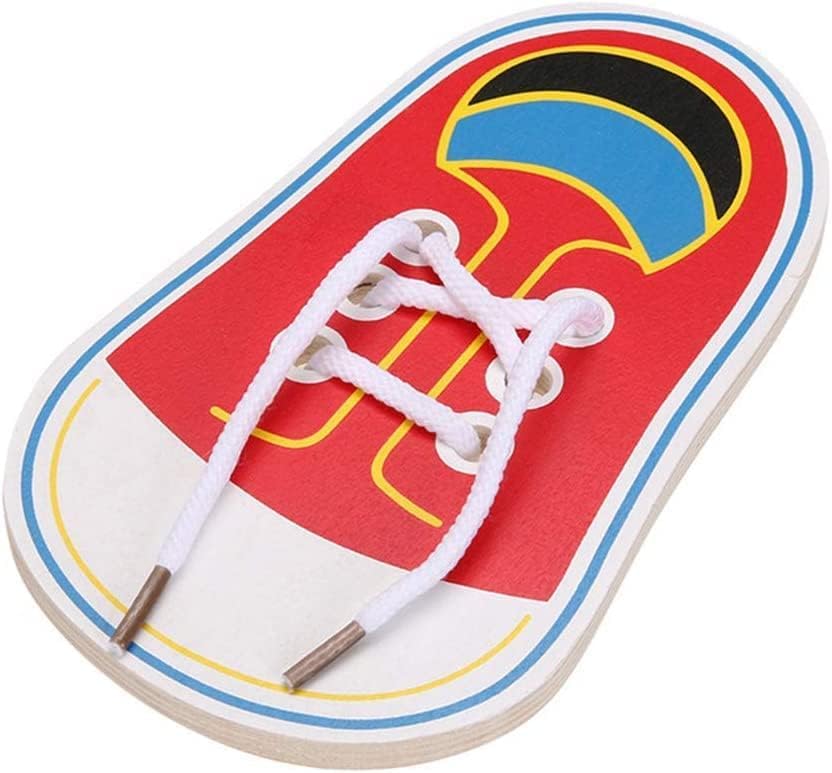 **Calsgkspray 2Pcs Kids Wooden Shoe Lacing Toy – Learn to Tie Shoes, Early Learning & Fine Motor Skills Development – Perfect for Toddlers, Preschoolers & Montessori Education (Red)**    *(Ideal for Home, Classroom, or Travel – Fun & Educational Shoe-Tying Practice for Children!)*