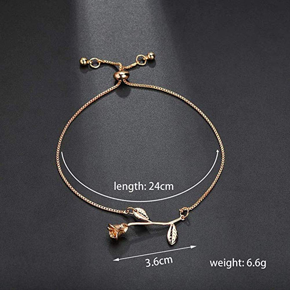 JCZR.Y Rose Flower Bracelet for Women - Romantic Red Rose Chain Charm Bracelet, Fashion Jewelry Gift for Valentine's Day, Anniversary & Couples | Perfect for Date Nights, Weddings & Special Occasions