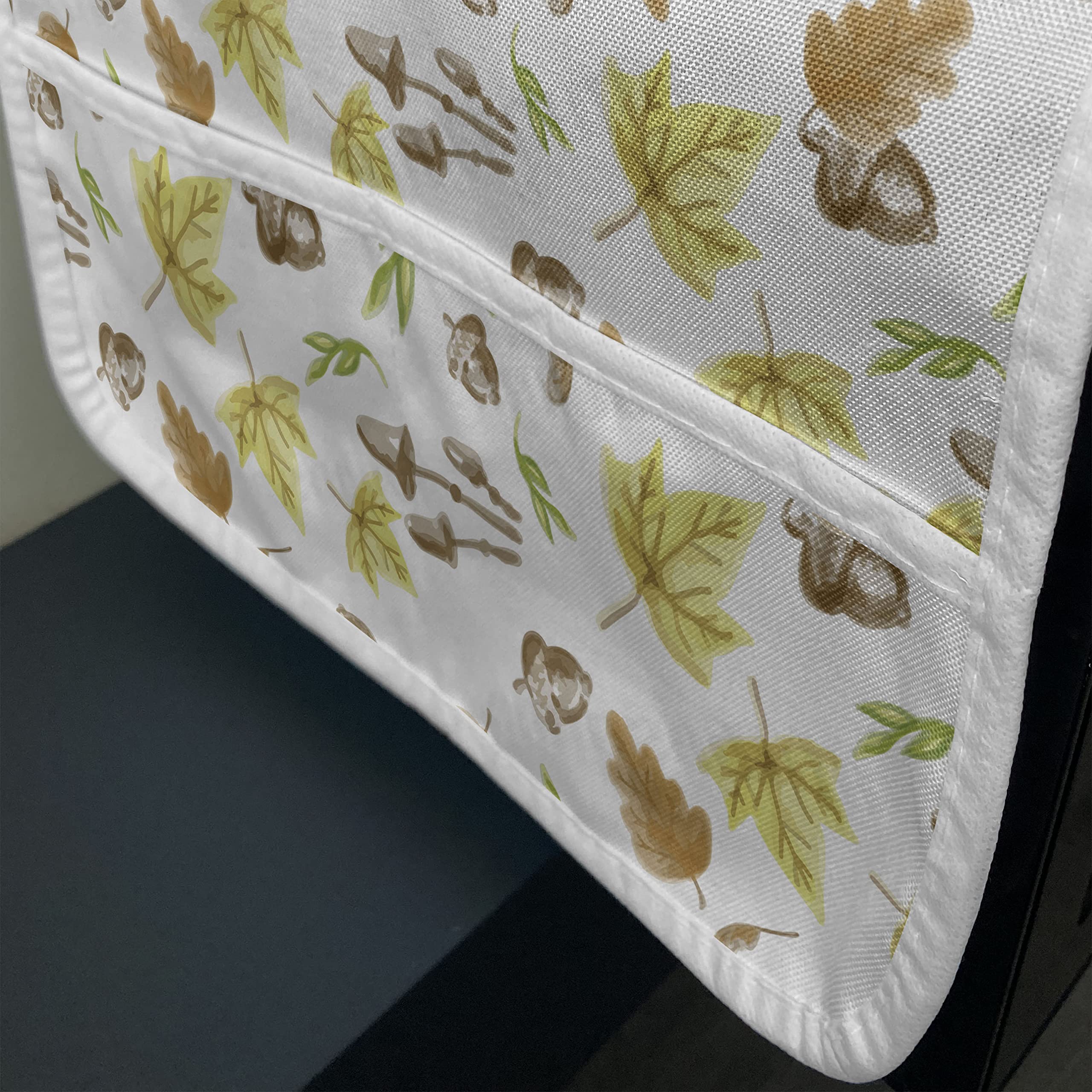 Ambesonne Waterproof Microwave Cover with Pockets - Pastel Autumn Leaves Acorn Maple Mushrooms Design - 36