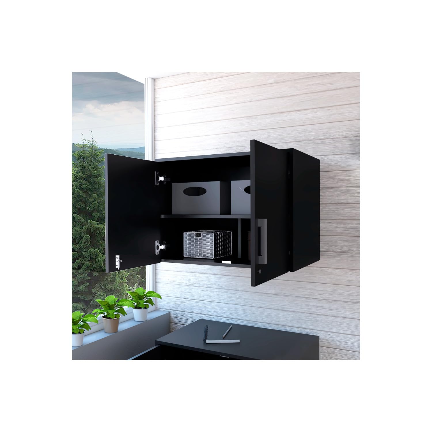 Modern Black Wall Storage Cabinet 20