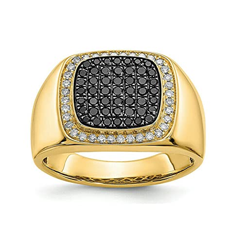 1.00 Ct Round Cut Black & White Diamond Men's Wedding Band Ring in 14K Yellow Gold - Elegant & Durable for Weddings, Anniversaries & Special Occasions