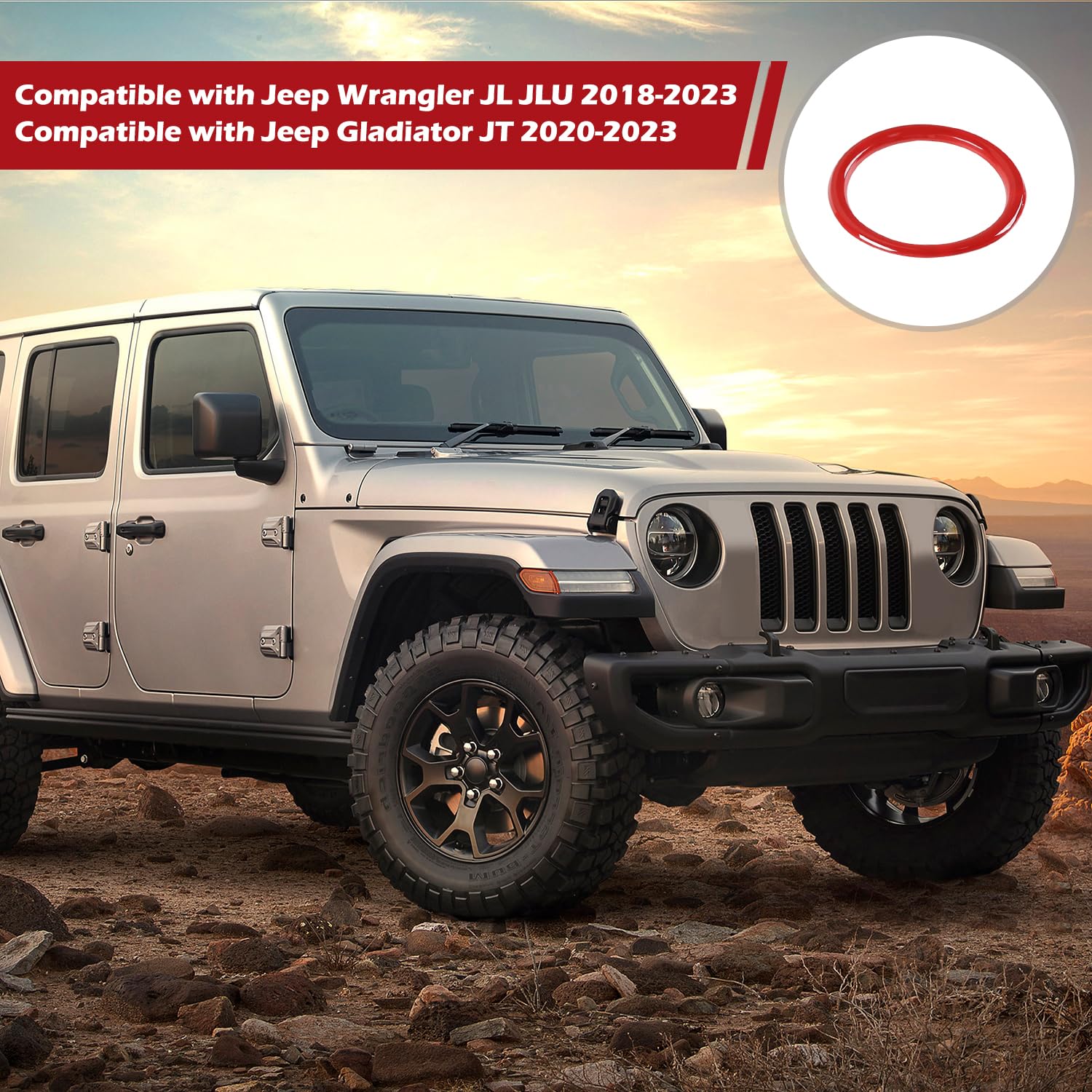 RT-TCZ Red Dash Air Vent Cover Trim Stickers for Jeep Wrangler JL JLU & Gladiator JT (2018-2023) - 4pcs Interior Accessories - Upgrade Your Ride with Stylish Red Accents for Off-Road Adventures & Daily Commutes