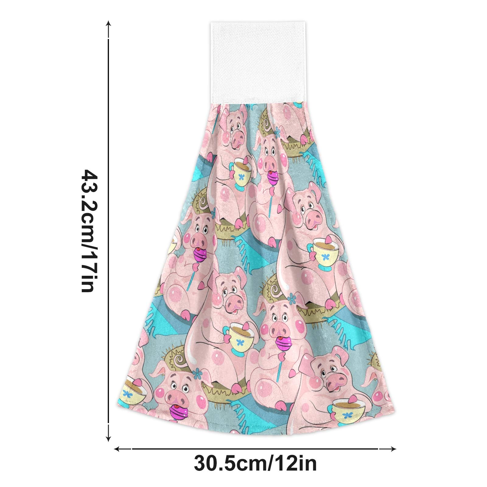 Funny Pig Spring Kitchen Towels - Cute Piggy Hand Towels for Bathroom & Kitchen (12