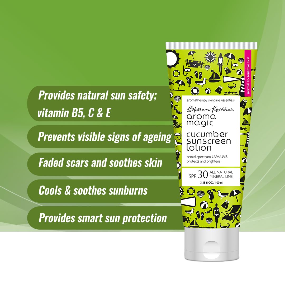 Aroma Magic Combo - Lavender Face Wash for Dry Skin & Cucumber Sunscreen Lotion SPF 30 (100ml x 2) | Hydrating Skincare Set for Daily Face Care & Sun Protection