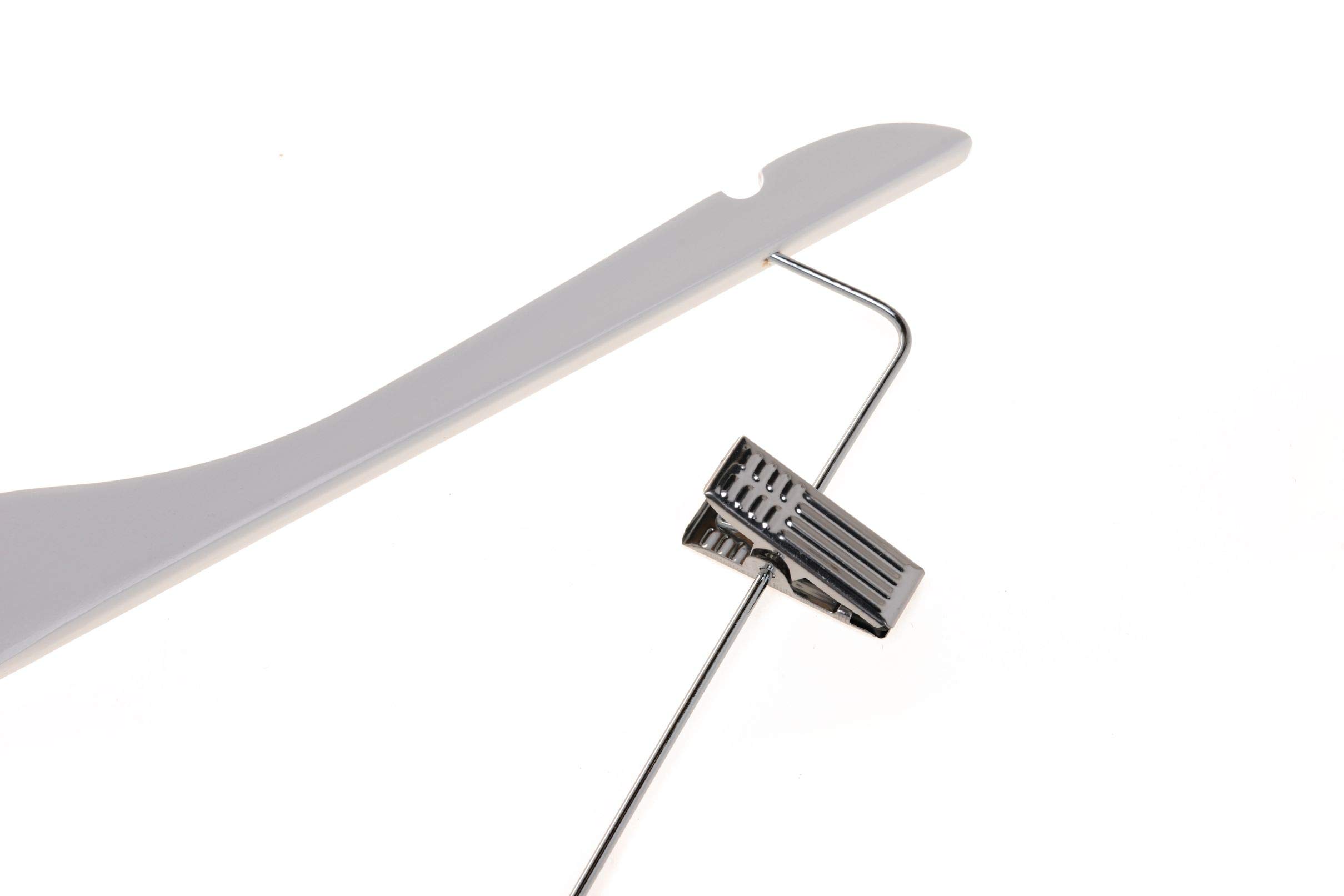 Premium 20-Pack Wooden Skirt Hangers with Adjustable Metal Clips - Semi Curved Smooth Solid Wood Pants Hangers with Swivel Hook for Coats, Jackets, Blouses & Suits (White) - Perfect for Closet Organization, Retail Stores & Dry Cleaning Businesses