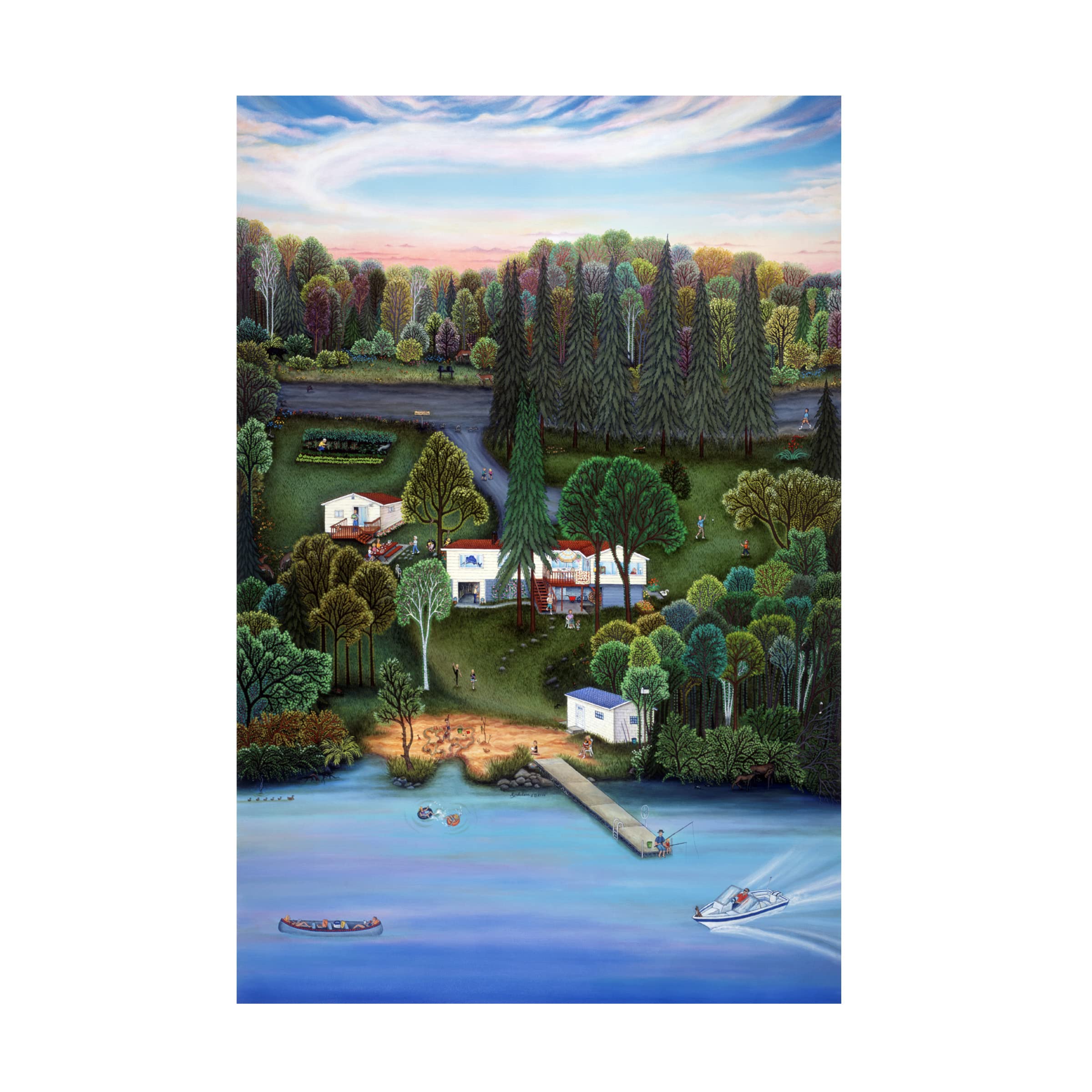 Trademark Fine Art 'Summer At The Lake' Canvas Wall Art Print by Kathy Jakobsen - 30x47 Inches, Ready to Hang, Perfect for Living Room, Bedroom & Office Decor