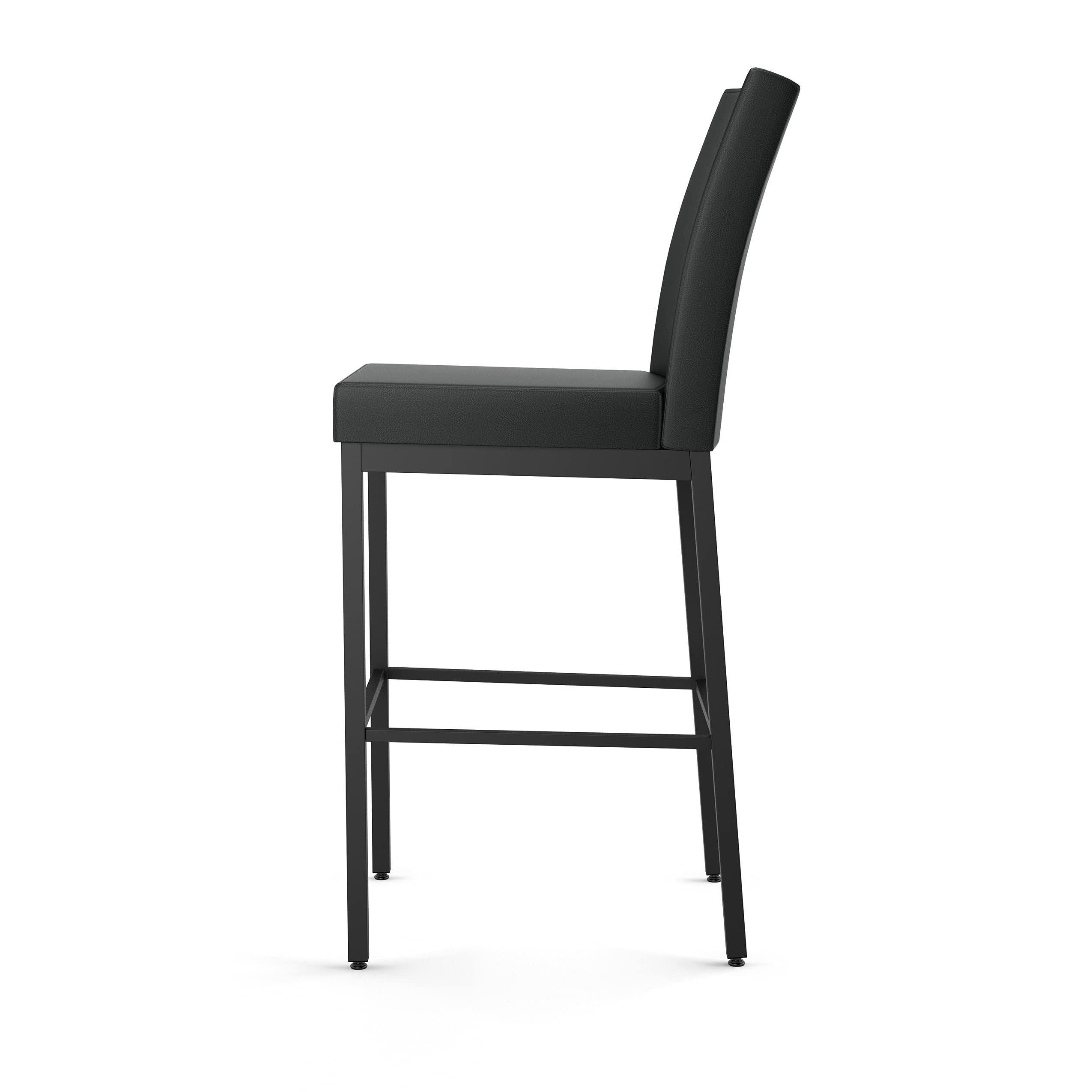 Amisco Perry 30 Inch Bar Stool - Charcoal Black & Brown Faux Leather Seat with Black Metal Frame - Perfect for Kitchen Island, Home Bar & Breakfast Nook