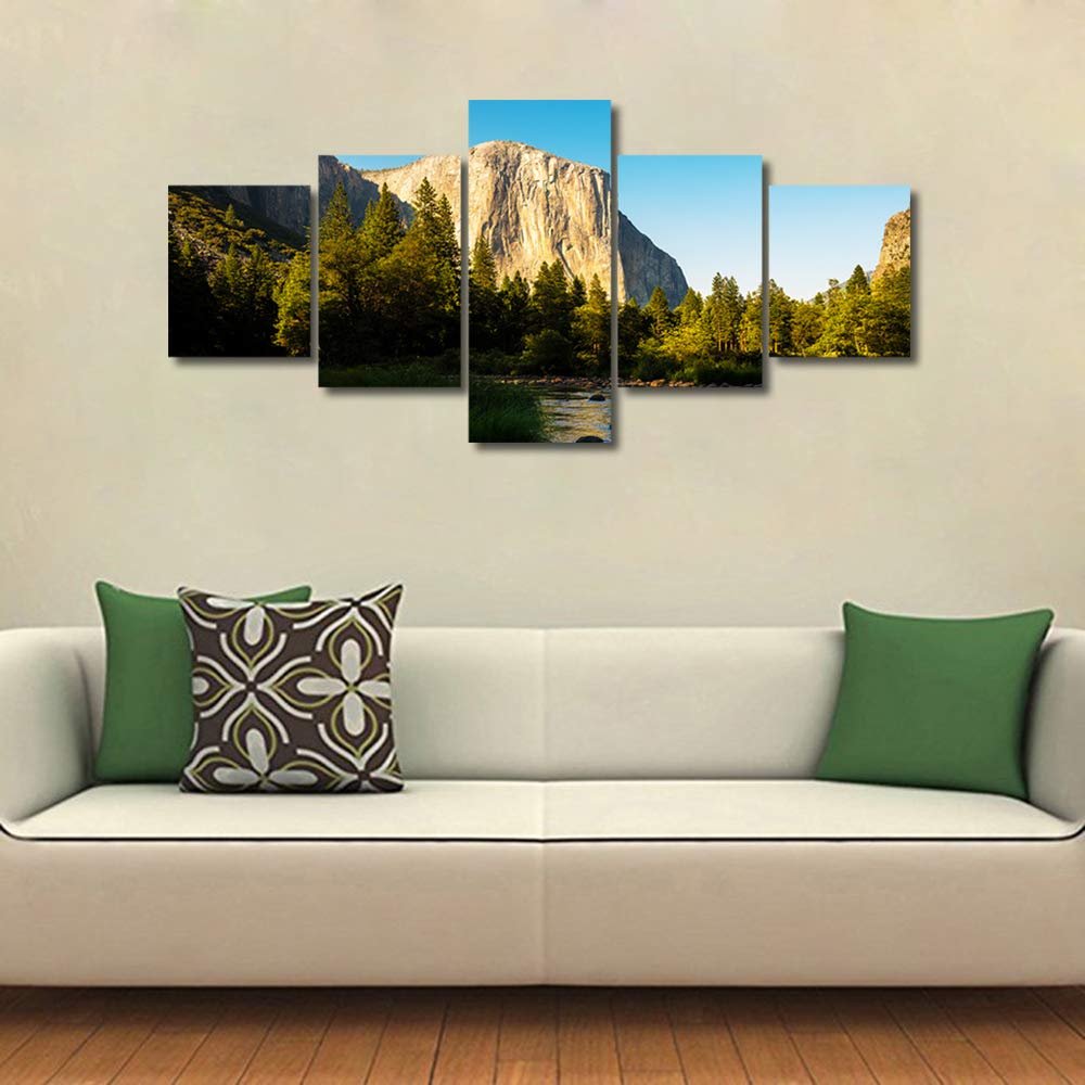 TUMOVO Montana River Glacier Canvas Wall Art - 5 Panels for Living Room & Bedroom Decor