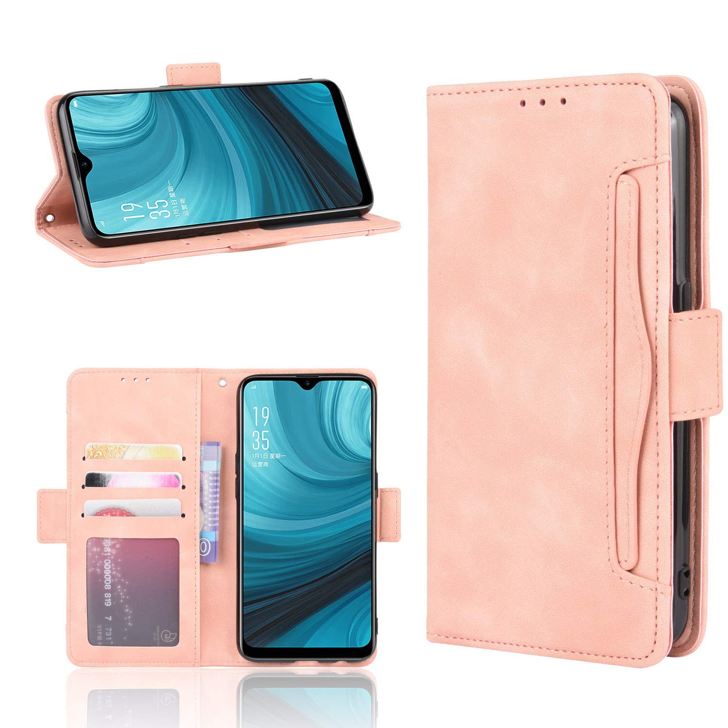 Oppo A5S/AX5S Flip PU Leather Case Cover - Premium Pink Wallet Phone Case with Card Slots & Stand Feature for Women & Girls | Perfect for Work, Travel & Daily Protection