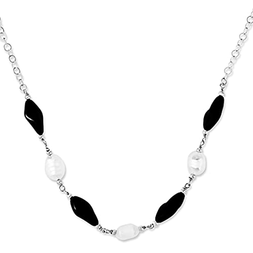 925 Sterling Silver 24 Link Stones Necklace with Pendant Charm Beads - Elegant Fine Jewelry for Women | Perfect Gift for Her, Birthday, Anniversary & Special Occasions