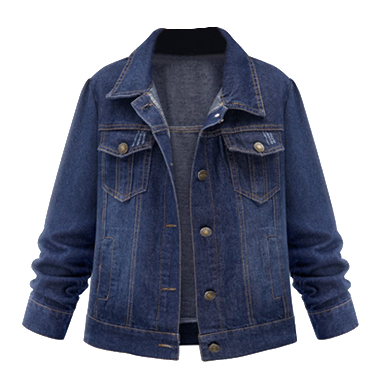 Plus Size Women's Denim Jacket - Winter Jean Jacket for Women, Carpenter Style Designer Coat | Casual Outerwear for Everyday Wear, Date Nights & Fall Fashion