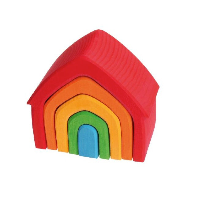 Grimm's House Wooden Building Blocks Set - 5-Piece Multi-Colored Educational Toy for Kids | Perfect for Preschool Learning, Creative Play & Home Decor