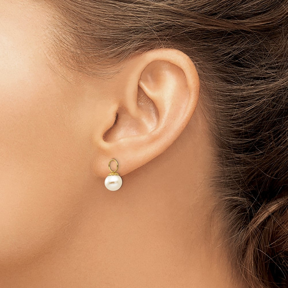 SE2218 Gold Madi K FW Cultured Pearl Hoop Earrings - Elegant Jewelry for Weddings, Parties & Special Occasions
