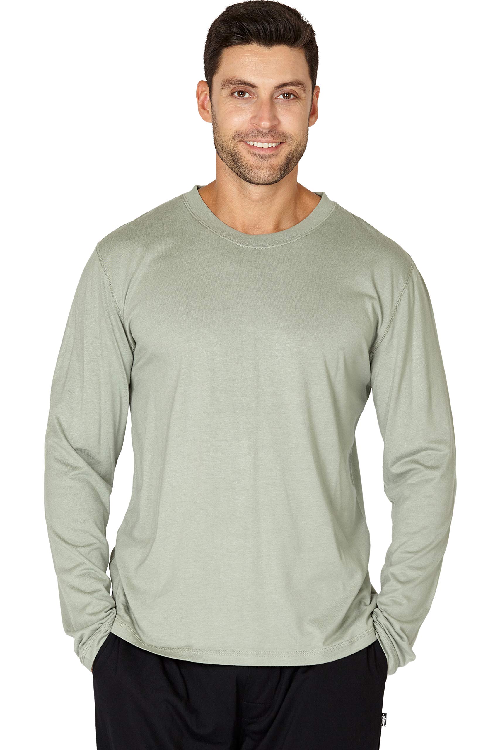 INTIMO Men's Super Soft Rayon Cotton Blend Crew Neck Sleep Shirt | Comfortable Pajama Top for Lounge & Nightwear | Perfect for Relaxing at Home, Travel & Gift