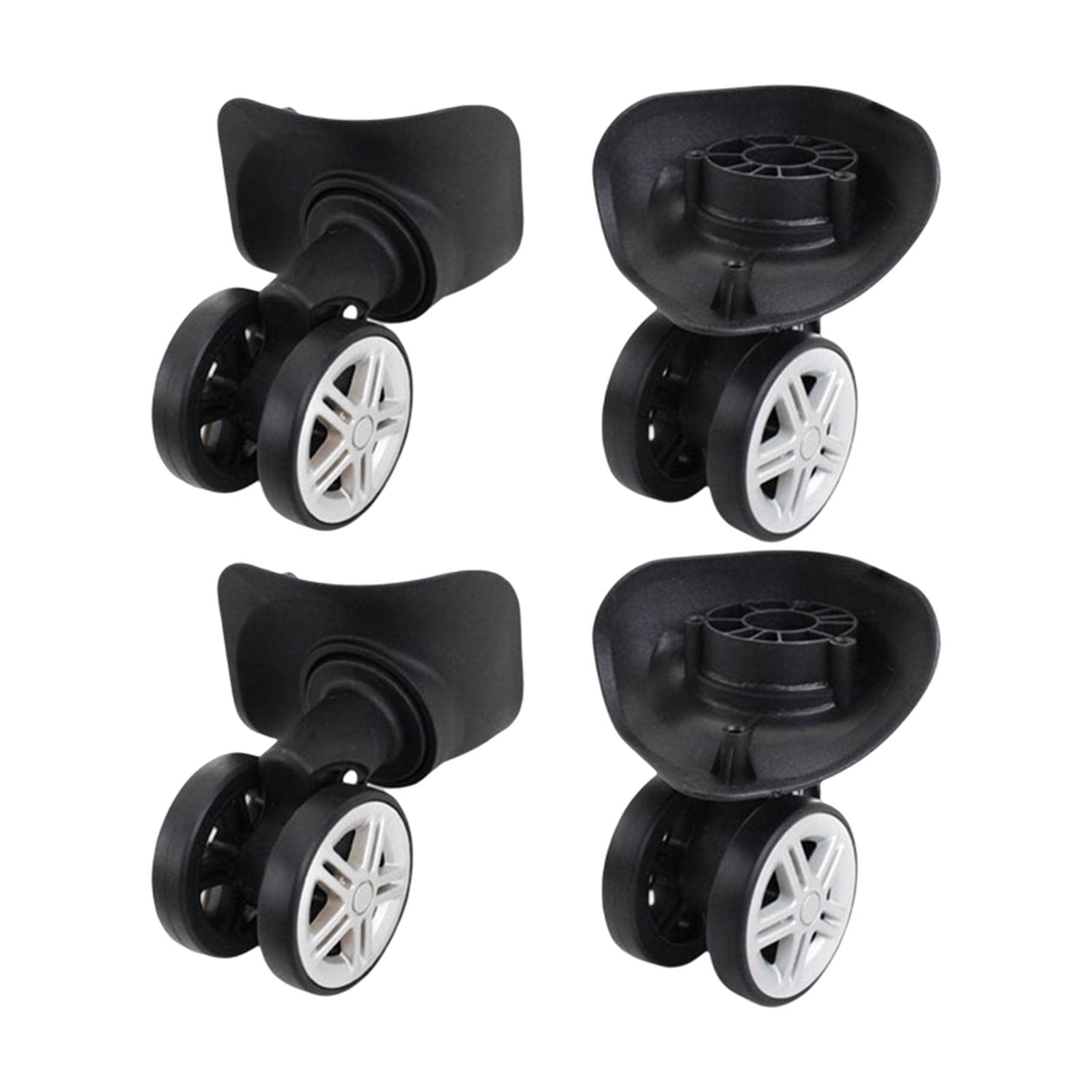 4-Pack Black Swivel Luggage Wheels - Replacement Suitcase Casters for Travel Trolley Repair - Durable Suitcase Accessories for Smooth Rolling (Ideal for Business Trips & Vacation Luggage)