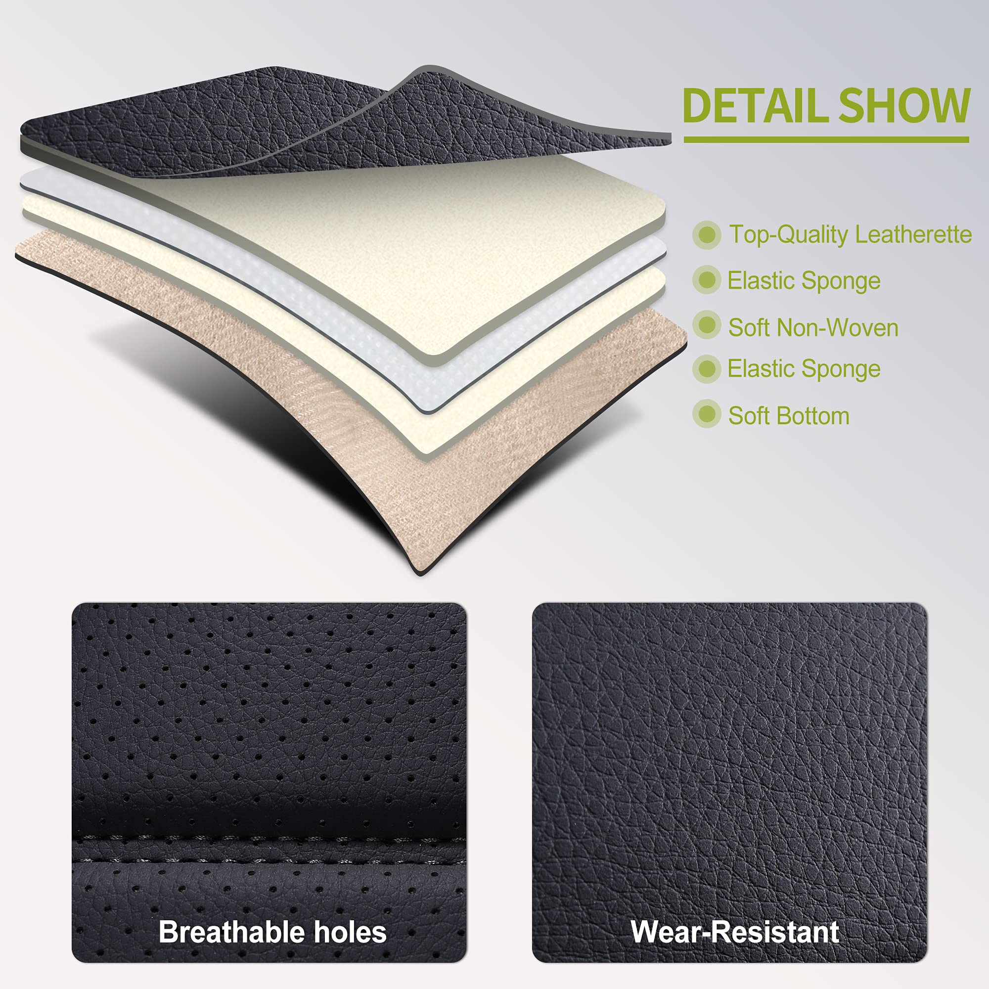 Premium AOOG Leather Car Seat Covers - Universal Fit Leatherette Automotive Seat Protectors for Cars, SUVs & Trucks | Non-Slip Vehicle Interior Accessories | Front Pair in Black | Perfect for Commuting, Road Trips & Family Protection
