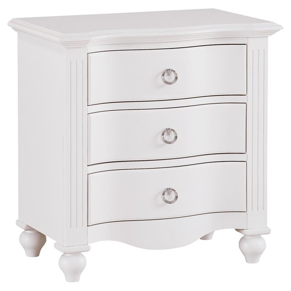 Pemberly Row 3-Drawer Nightstand with Dovetail Joints - Solid Wood Bedside Table in White Finish | Perfect for Bedroom, Guest Room & Home Decor