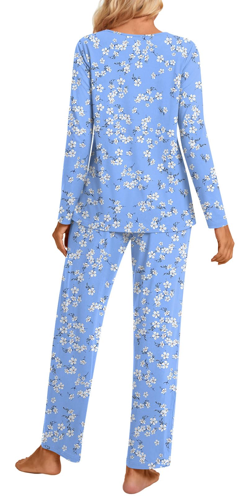 Aodemo Women's 2 Piece Pajama Set - Long Sleeve Keyhole Sleepwear with Pockets, Soft Lounge Pjs for Fall & Winter - Perfect for Cozy Nights, Relaxing at Home & Gift Giving