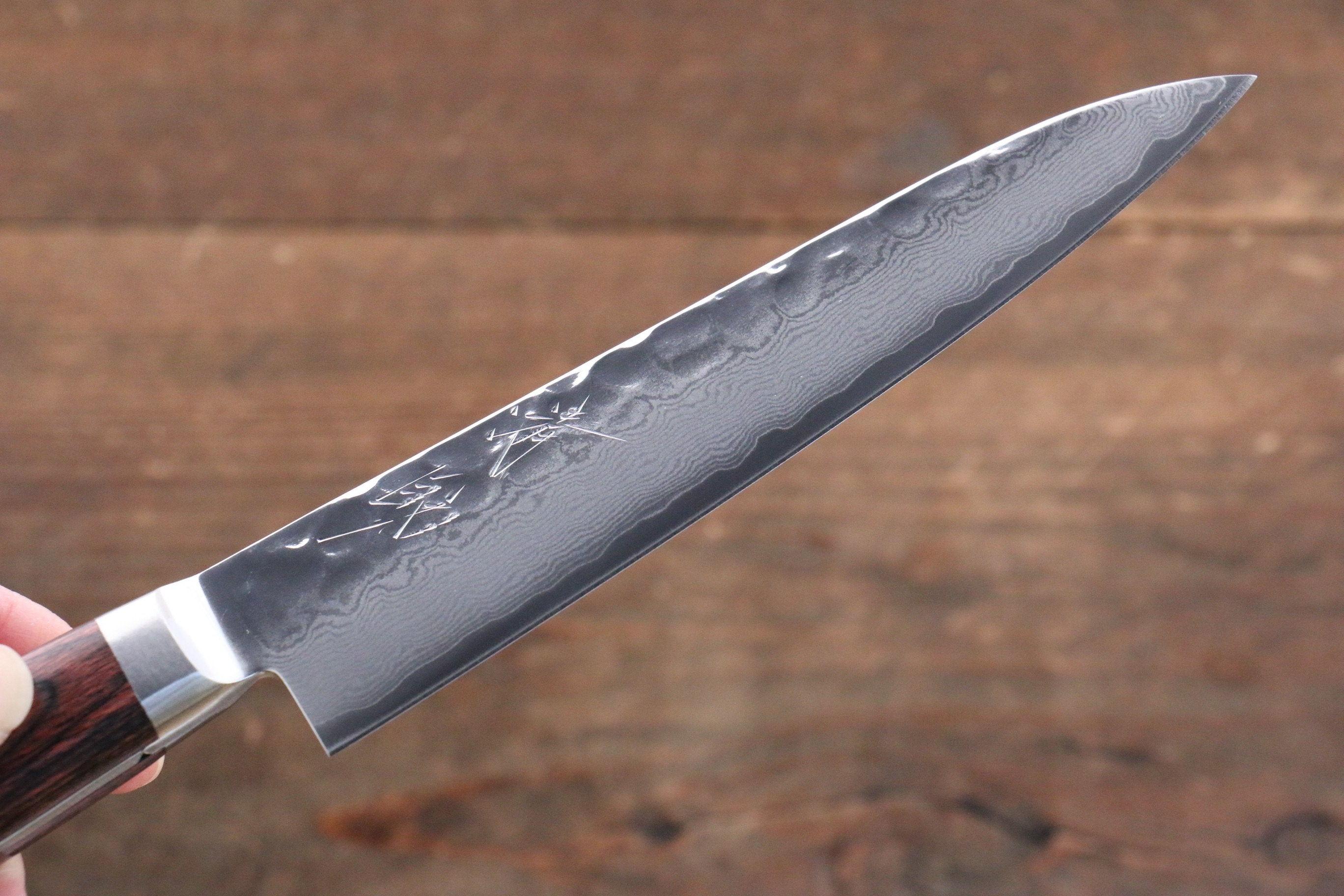 Seisuke VG10 33-Layer Damascus Petty Utility Knife 135mm with Mahogany Handle & Sheath - Perfect for Kitchen, Camping, and Outdoor Cooking