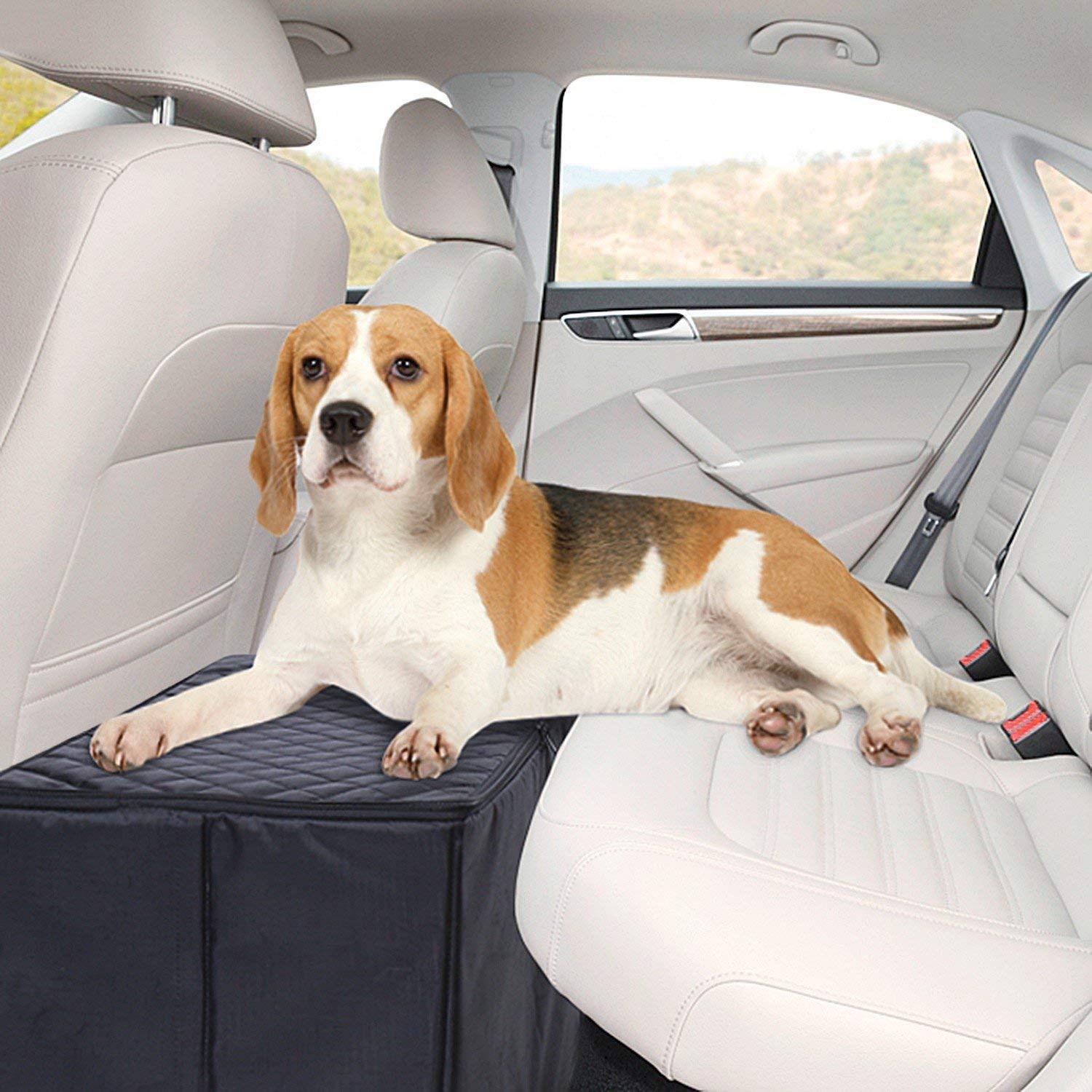 Dog Car Seat Extender for Back Seat - Pet Travel Platform with Storage Organizer | Safe & Comfortable Car Accessories for Small to Medium Dogs | Perfect for Road Trips, Vet Visits & Daily Commutes