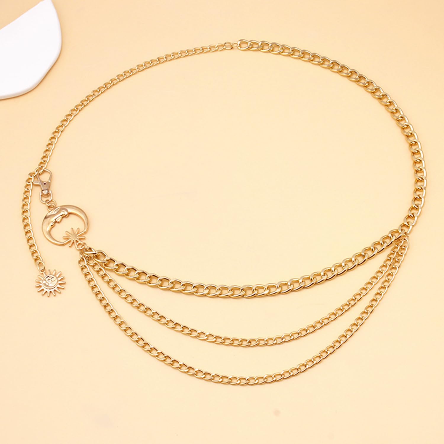 Peora Fashion 3 Layer Belly Chain Waist Jewelry for Women - Elegant Kamarbandh Multilayer Waist Chain Dress Belt for Beach, Party, and Festival Outfits