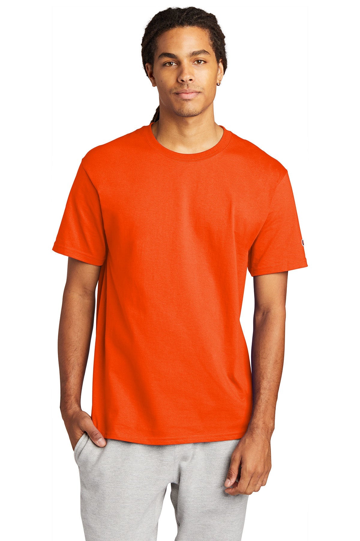 Champion Heritage Jersey Tee - Soft Cotton Short Sleeve T-Shirt for Men & Women in Orange | Casual Wear, Gym, Street Style & Everyday Outfits