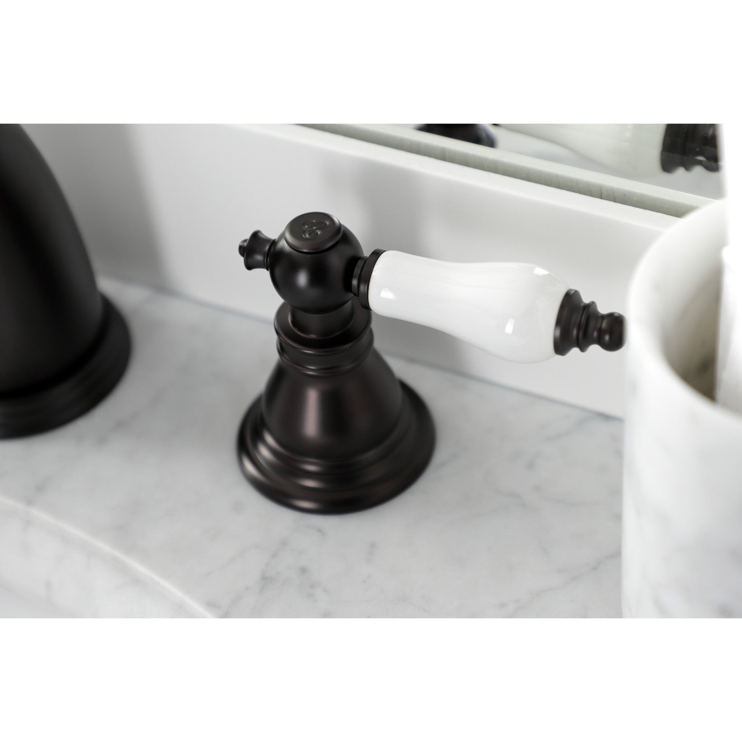 Patriotic American KB985APL Oil Rubbed Bronze Widespread Bathroom Faucet - 3 Hole Deck Mount with Pop Up Drain - Perfect for Vintage & Farmhouse Style Bathrooms