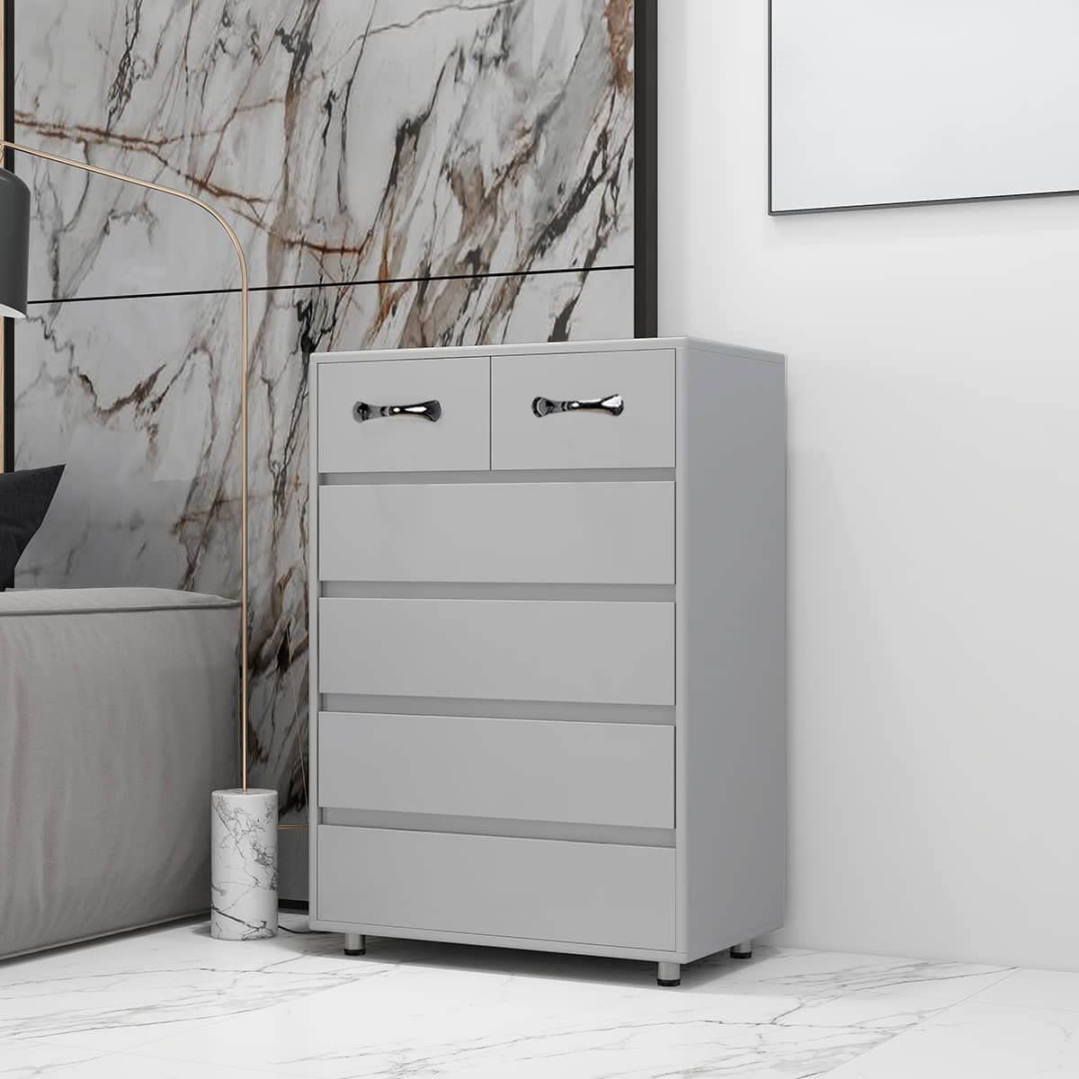 Solid Wood 6-Drawer Storage Cabinet - Organizer Side Table for Bedroom, Living Room & Office - Handcrafted Wooden Dresser for Home Decor & Closet Organization