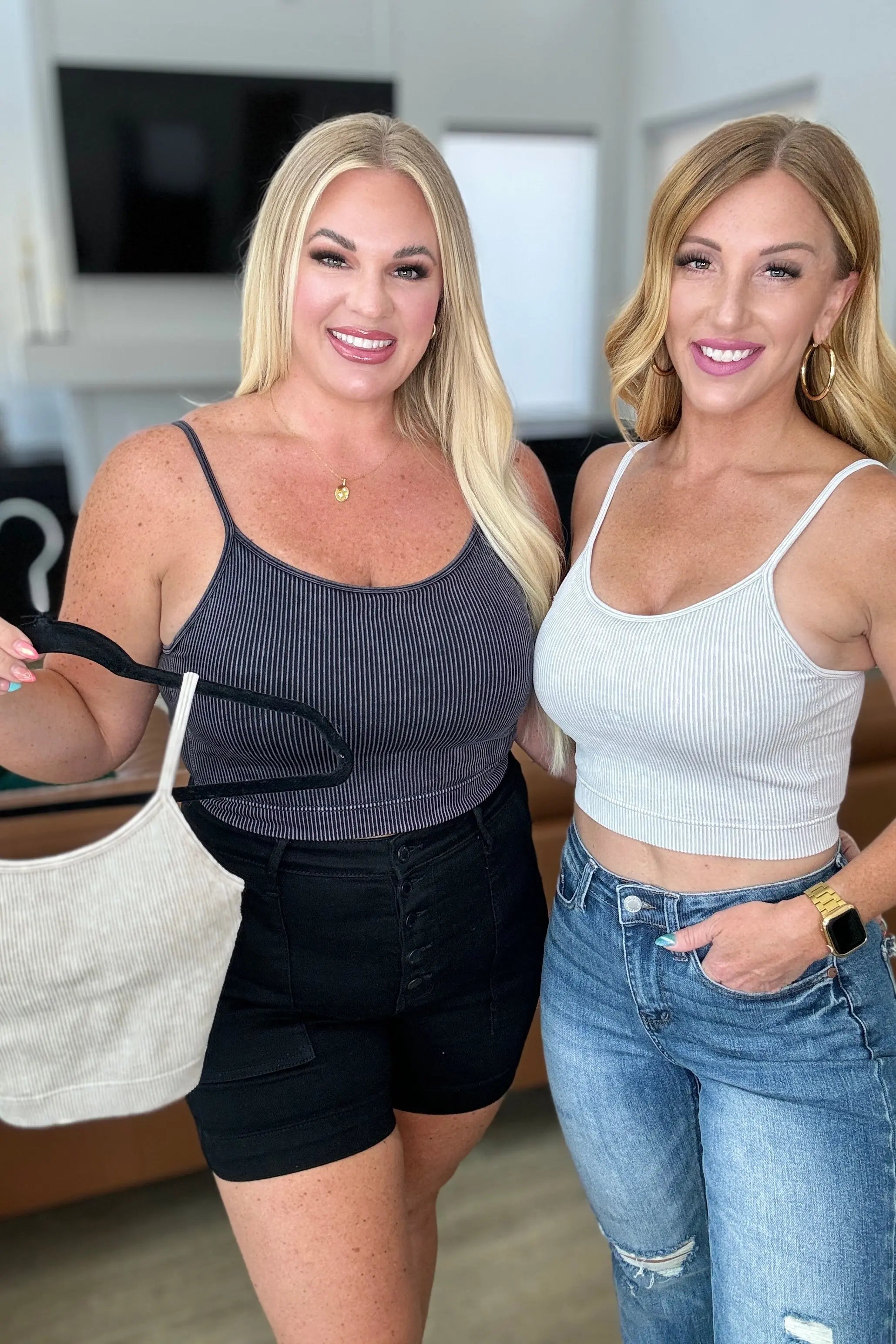 At Last Ribbed Tank Top for Women - Soft Stretchy Black Sleeveless Shirt for Casual Wear, Gym & Layering
