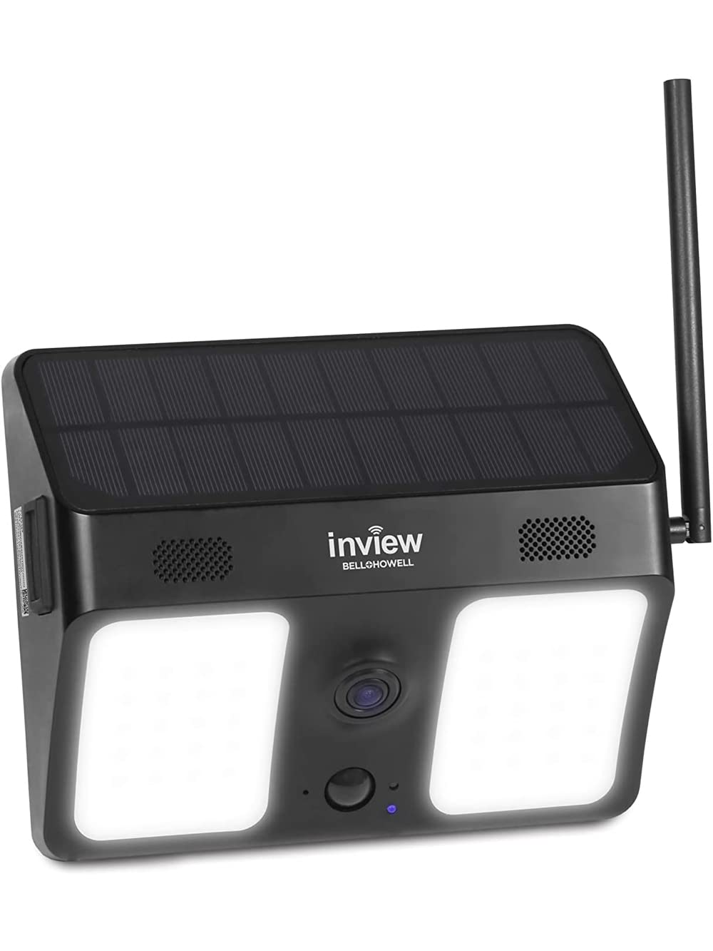 Bell + Howell InView BHSLC1 1080p HD Solar-Powered Outdoor Security Camera with Motion Detection & Night Vision - Weatherproof Floodlight Camera for Home Protection (Black) - Perfect for Driveways, Backyards & Entryways