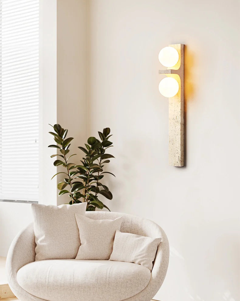 Lumina Twin Globe Marble Wall Sconce - Modern Marble & Glass Wall Light Fixture for Bedroom, Living Room, Hallway - Elegant Home Decor Lighting