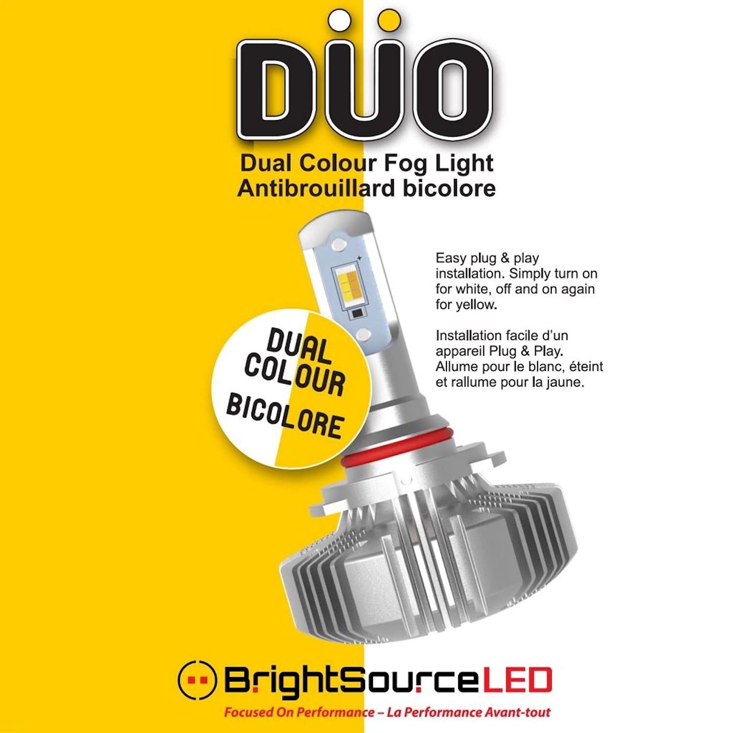 Duo 9006 Dual Color LED Fog Light Bulbs - White & Yellow Switchable - Twin Pack for Cars, Trucks & SUVs - Perfect for Night Driving & Bad Weather Conditions