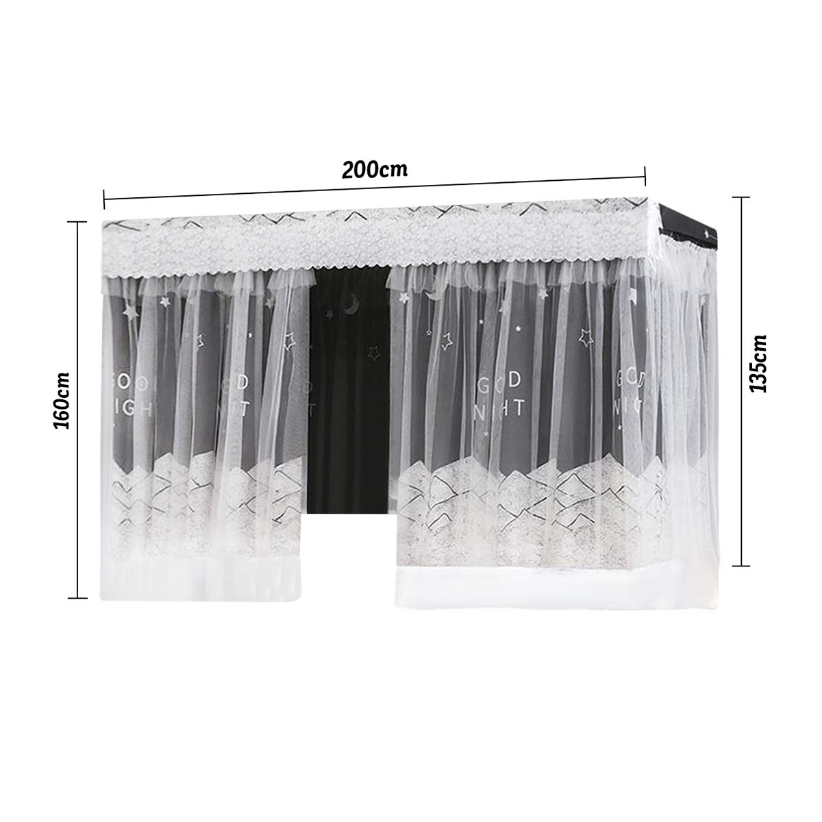 Breathable Dustproof Bed Canopy Curtain - Blackout Mosquito Net for Dorm, Bunk Bed & Single Sleeper | Perfect for Home, Dormitory & Privacy Bedding (Black) - Ideal for Better Sleep, Dust Protection & Mosquito-Free Nights
