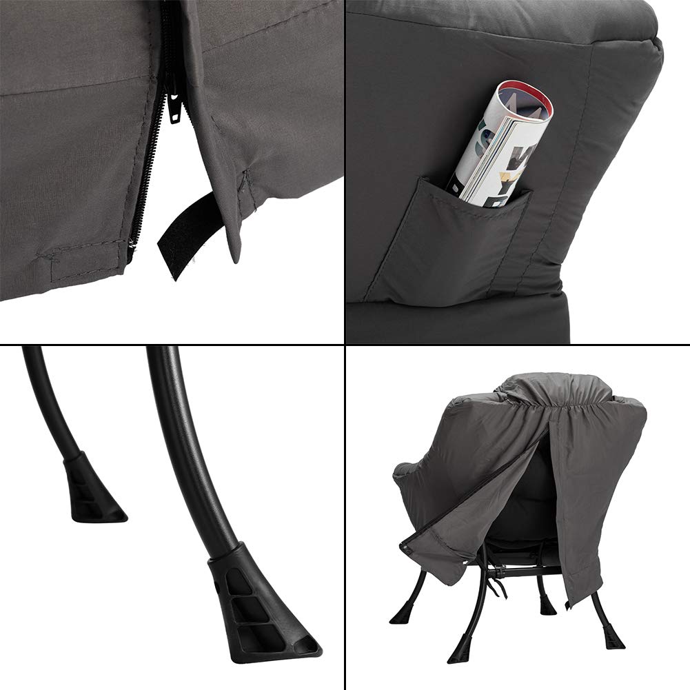 HollyHOME Oversized Fabric Lounge Chair - Dark Grey Accent Reading Chair with Armrests for Living Room, Bedroom & Dorm | Cozy Comfort for Relaxing, Reading & Napping
